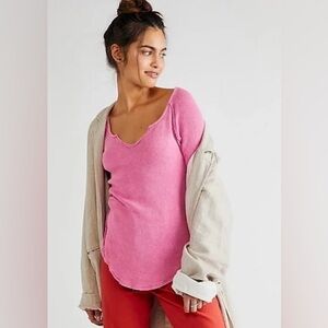 Free People Layer Up Tee (S) - Fuchsia Fizz